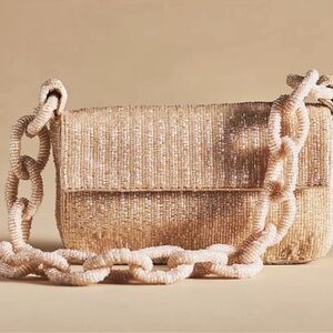 ANTHROPOLOGIE: THE FIONA BEADED BAG -
CREAM/TAN (NEW, NO TAG)